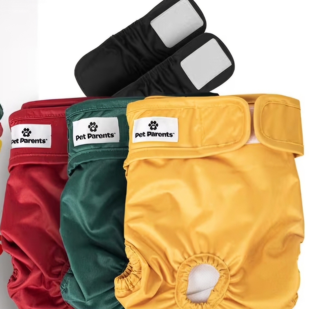 Pet Parents Dog Diapers Set - Red, Green, Yellow, Black
